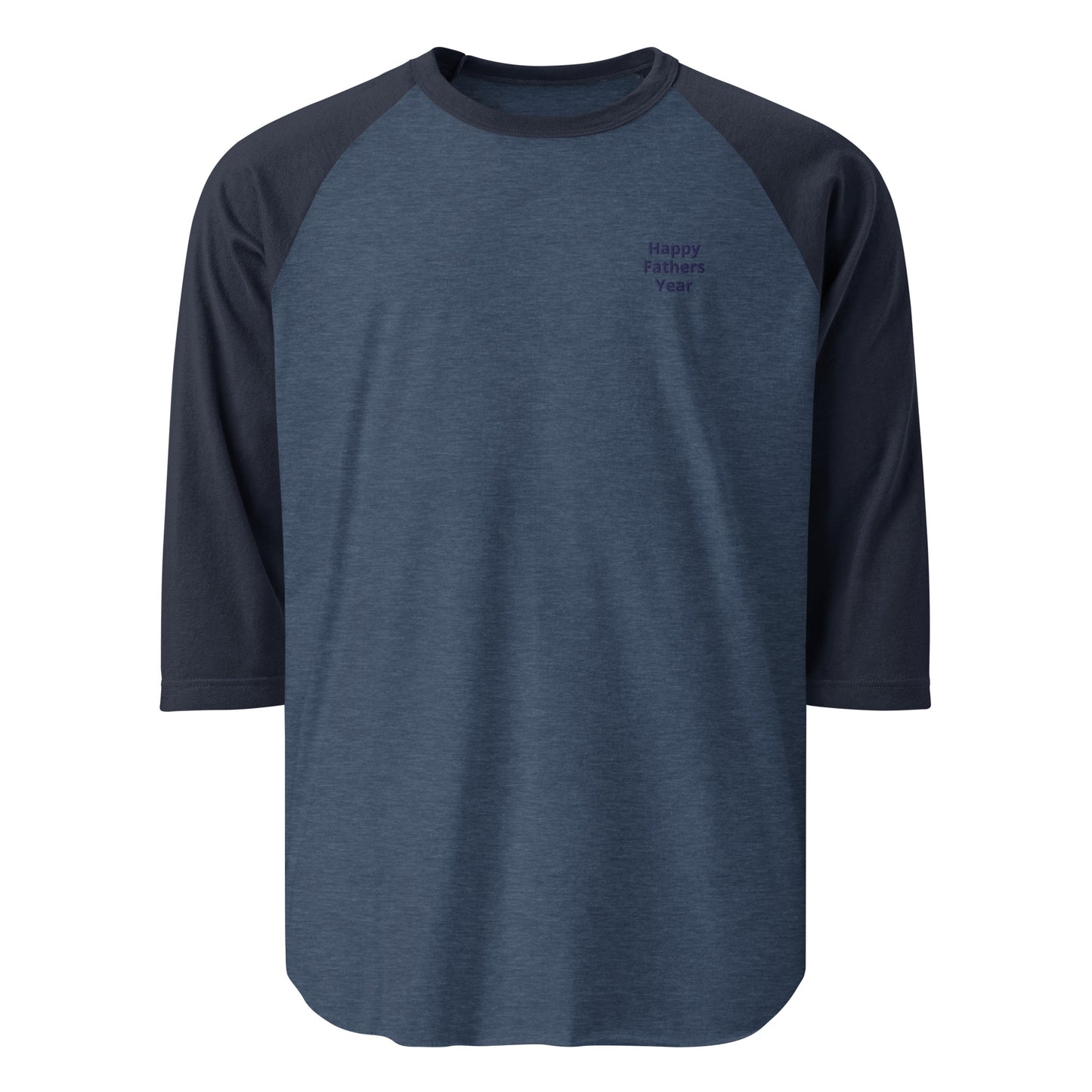 HFY- Navy Blue Embroidered on Heather Blue with Navy Blue 3/4 sleeve raglan shirt