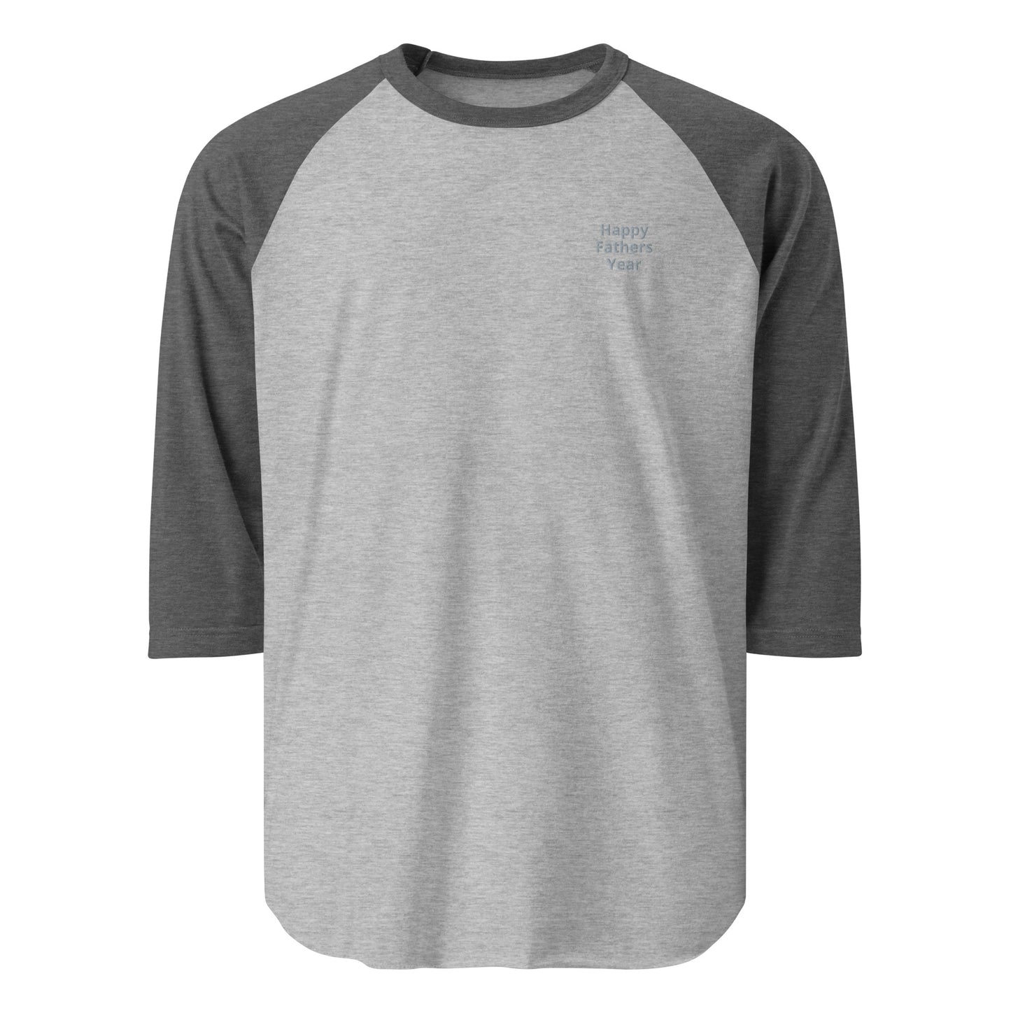 HFY- Grey Embroidered on Heather Grey with Heather Charcoal 3/4 sleeve raglan shirt