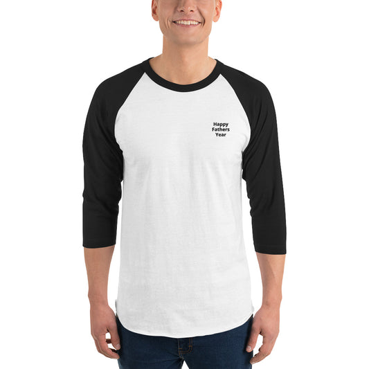 HFY- Black Embroidered on White with Black 3/4 sleeve raglan shirt