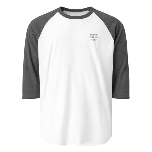 HFY- Grey Embroidered on White with Heather charcoal 3/4 sleeve raglan shirt