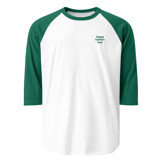 HFY- Kelly Green Embroidered on White with Kelly Green 3/4 sleeve raglan shirt