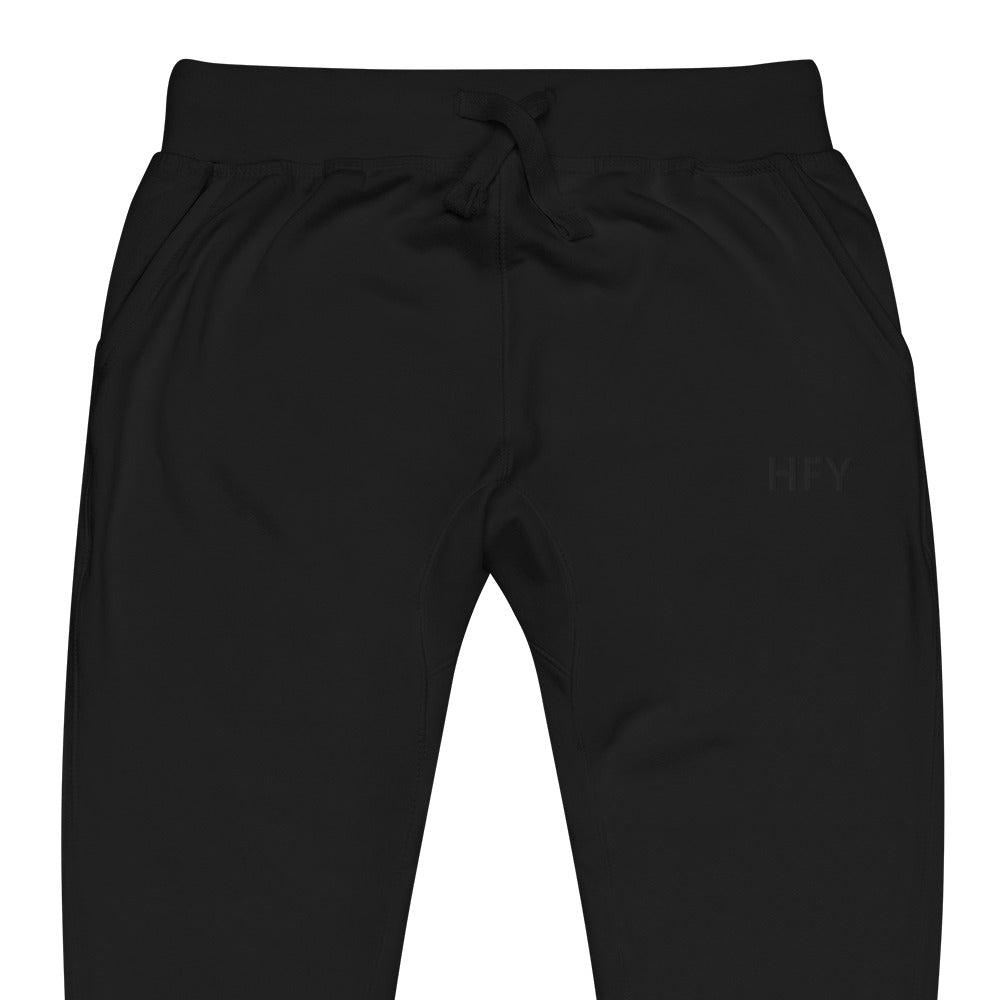 HFY-Black Embroidered on Black Premium Fleece Sweatpants Limited Edition