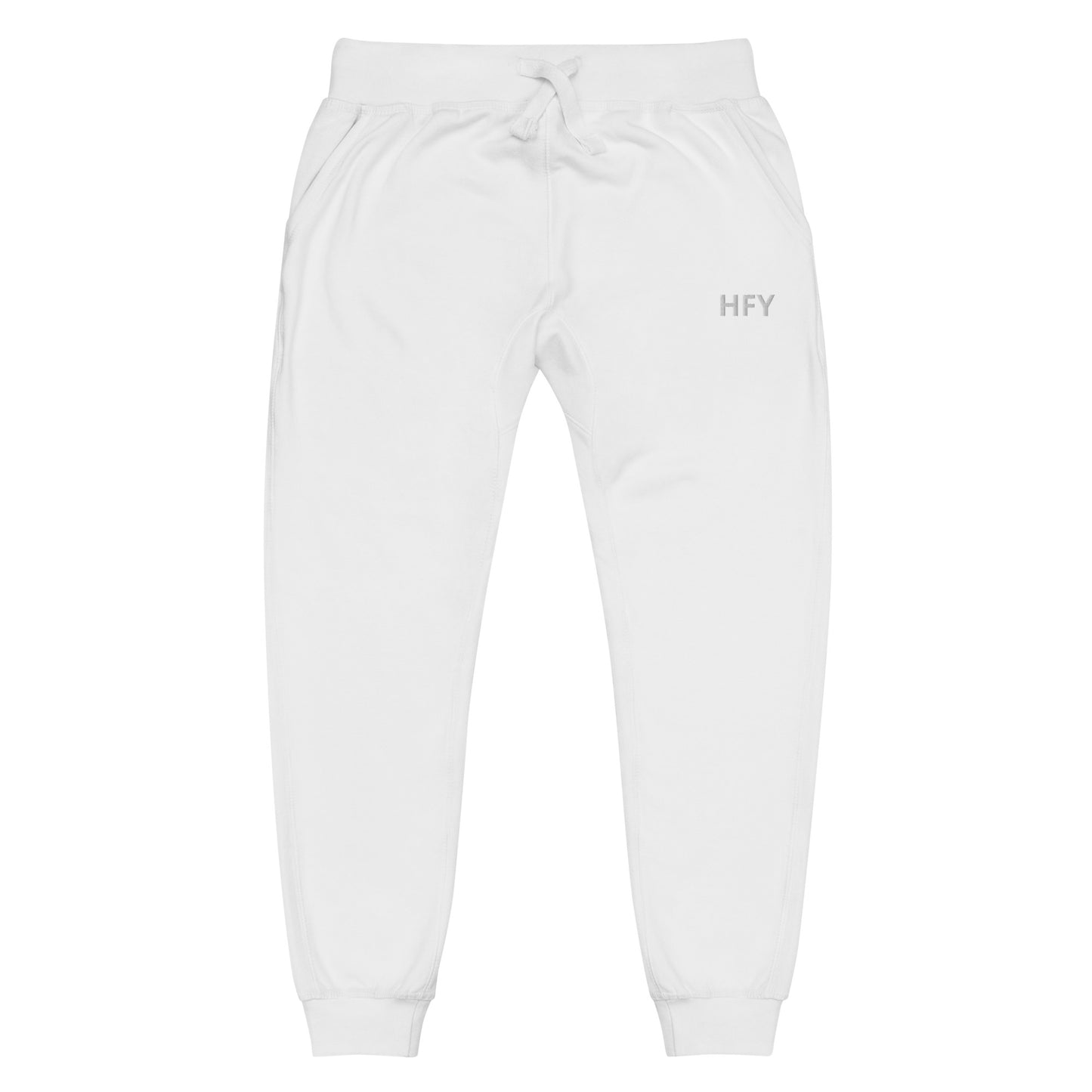 HFY-White Embroidered on White Premium Fleece Sweatpants Limited Edition